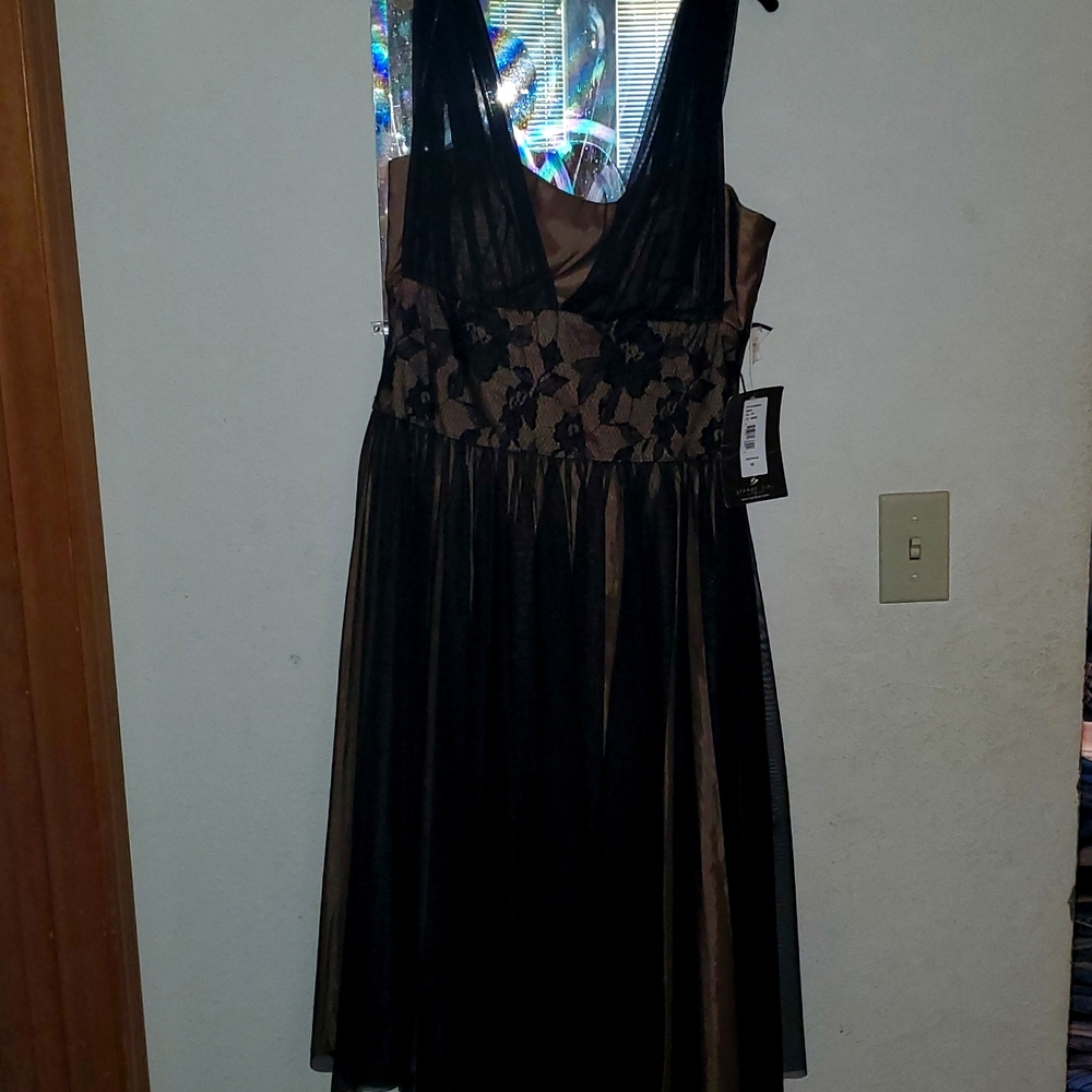 Black JS Boutique cocktail dress.